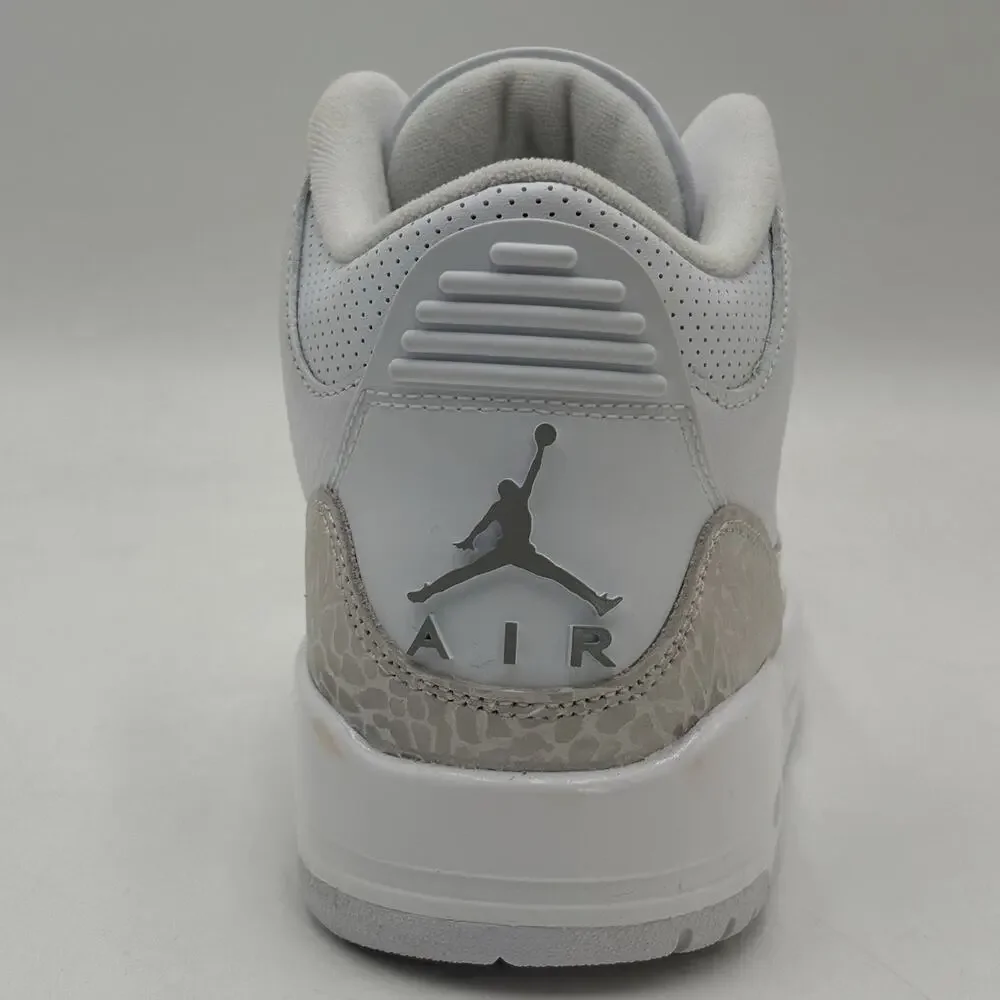 Nike Air Jordan 3 Retro White Metallic Silver Sneakers CT8532 111 Men Size 8 NEW